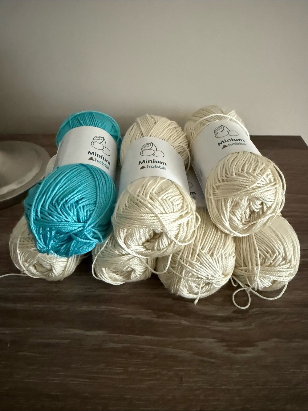 Hobbii Minium Cream Yarn Skein - assorted set of 7 Skeins